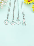 Peace Anchor Compass Necklace, Personalized Gift, N4194