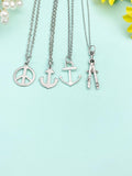 Peace Anchor Compass Necklace, Personalized Gift, N4194