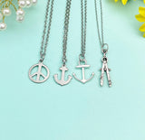 Peace Anchor Compass Necklace, Personalized Gift, N4194