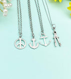 Peace Anchor Compass Necklace, Personalized Gift, N4194