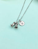 Silver Christmas Bell Charm Necklace, N77