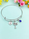 Silver Palm Tree Charm Bracelet Personalized Customized Monogram Made to Order Jewelry, N2119D