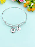 Donut Silver Charm Bracelet, Stainless Steel Jewelry, Foodie Jewelry Gifts, N6532B