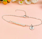 Silver Natural Pearl Bracelet with Personalized Initial Charm, N6762