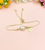 Gold Baroque Keshi Pearl Bracelet with Personalized Initial Charm, N6765