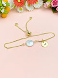 Gold Natural Baroque Pearl Keshi Bracelet with Personalized Initial Charm, N6766
