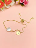 Gold Natural Baroque Pearl Keshi Bracelet with Personalized Initial Charm, N6766