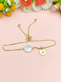 Gold Natural Baroque Pearl Keshi Bracelet with Personalized Initial Charm, N6766