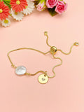 Gold Natural Baroque Pearl Keshi Bracelet with Personalized Initial Charm, N6766