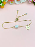 Gold Natural Pearl Bracelet with Personalized Initial Charm, N6767