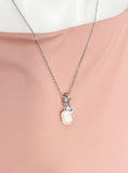Silver Freshwater Pearl Necklace with Zirconia Bail and Initial Pendant, N6775