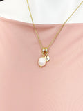 Gold or Silver Freshwater Pearl Necklace with Zirconia Bail and Initial Pendant, N6775M