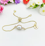 Gold Natural Pearl Bracelet with Personalized Initial Charm, N6777