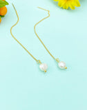 Gold Pearl Chain Stud Earrings, Dainty Drop Style, Elegant Gift for Her, N6886