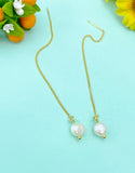 Gold Pearl Chain Stud Earrings, Dainty Drop Style, Elegant Gift for Her, N6886