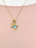 18K Gold Jellyfish Shell Crab Cubic Zirconia Charm Necklace, Ocean Gift Jewelry, N6887