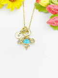 18K Gold Jellyfish Shell Crab Cubic Zirconia Charm Necklace, Ocean Gift Jewelry, N6887