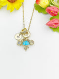 18K Gold Jellyfish Shell Crab Cubic Zirconia Charm Necklace, Ocean Gift Jewelry, N6887