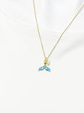 18K Gold Mermaid Tail Synthetic Opal Charm Necklace, Ocean Gift Jewelry, N6888