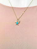 18K Gold Plated Sea Turtle Synthetic Opal Pendant Necklace, Ocean Gift Jewelry, N6892