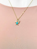 18K Gold Plated Sea Turtle Synthetic Opal Pendant Necklace, Ocean Gift Jewelry, N6892
