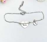 Grand Nanny Bracelet, Heart Charm, Personalized Initial