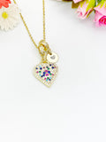 Gold Heart Colorful Cubic Zirconia Pendant Necklace – Anniversary Gift Jewelry, N6896