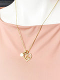 18K Gold Plated Abu Heart Cubic Zirconia Pendant Necklace, Family Gift Jewelry, N6899