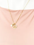 18K Gold Plated Abu Heart Cubic Zirconia Pendant Necklace, Family Gift Jewelry, N6899