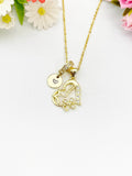 18K Gold Plated Mama Heart Cubic Zirconia Pendant Necklace, Mother Gift Jewelry, N6900