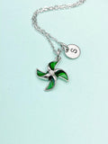 Silver Green Pinwheel Necklace, N5171ES