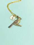 Gold Cardinal Charm Necklace – Dainty Bird Pendant Memorial Gift Jewelry, N3668