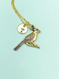 Gold Cardinal Charm Necklace – Dainty Bird Pendant Memorial Gift Jewelry, N3668