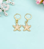 Pink Starfish Earrings in Gold, Nautical Earrings, N3188