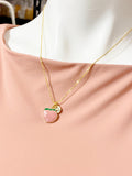 Gold Peach Fruit Charm Necklace – Dainty Peach Pendant Foodies Gift Jewelry, N5007