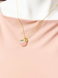 Gold Peach Fruit Charm Necklace – Dainty Peach Pendant Foodies Gift Jewelry, N5007