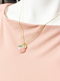 Gold Peach Fruit Charm Necklace – Dainty Peach Pendant Foodies Gift Jewelry, N5007