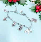 Baker Charm Bracelet, Kitchen Mixer Cupcake Cookbook – Dainty Baking Gift Jewelry, N4951