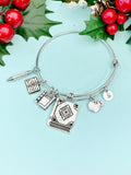 English Teacher Bracelet, Book Apple Textbook Pencil Charms – ELA Teacher Gift Jewelry N1492