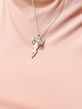 Silver Gym Weight Training Dumbbell Lightning Charm Necklace – Fitness Motivation Gift Jewelry, N987B