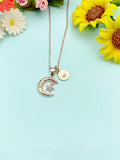 Rose Gold Celestial Moon Star Charm Necklace – Dainty Moon Star Gift Jewelry, N5773RG