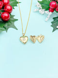 Gold TINY Heart Locket Necklace, D393