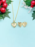 Gold TINY Heart Locket Necklace, D393