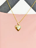 Gold TINY Heart Locket Necklace, D393