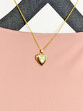 Gold TINY Heart Locket Necklace, D393