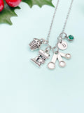 Silver Baker Necklace – Kitchen Mixer Measuring Cup Cupcake Muffin Charm Gift Jewelry, N3619M