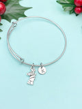 Bear Holding Flower Charm Bracelet – Wild Animal Charm Gift Jewelry, N6433B