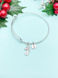 Bear Holding Flower Charm Bracelet – Wild Animal Charm Gift Jewelry, N6433B