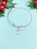 Bear Holding Flower Charm Bracelet – Wild Animal Charm Gift Jewelry, N6433B
