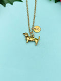 Gold Dachshund Charm Necklace – Dainty Dog Pendant Pet Lover Gift Jewelry, Silver Option, N488